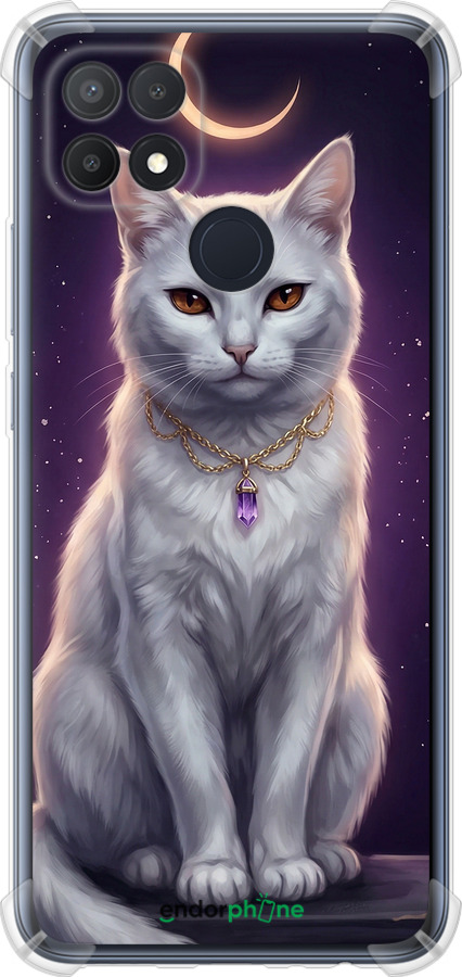 Силіконовий протиударний с посиленими кутами чехол Mystic White Cat Gothic Dark Purple Gold для Oppo A15 - 6805sp-2119 изображение 