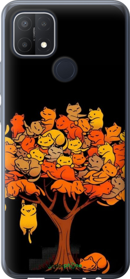 Силиконовый чехол Дерево и котики для Oppo A15 - 6516u-2119 изображение 