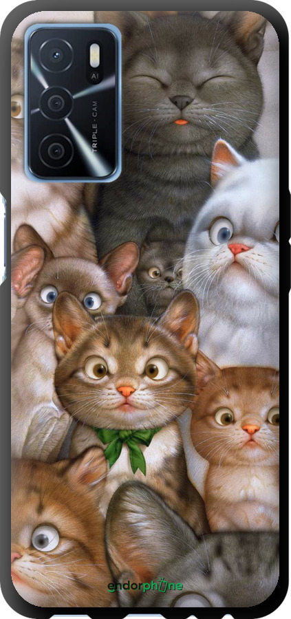 

TPU чорний чохол "Коти" для Oppo A16
