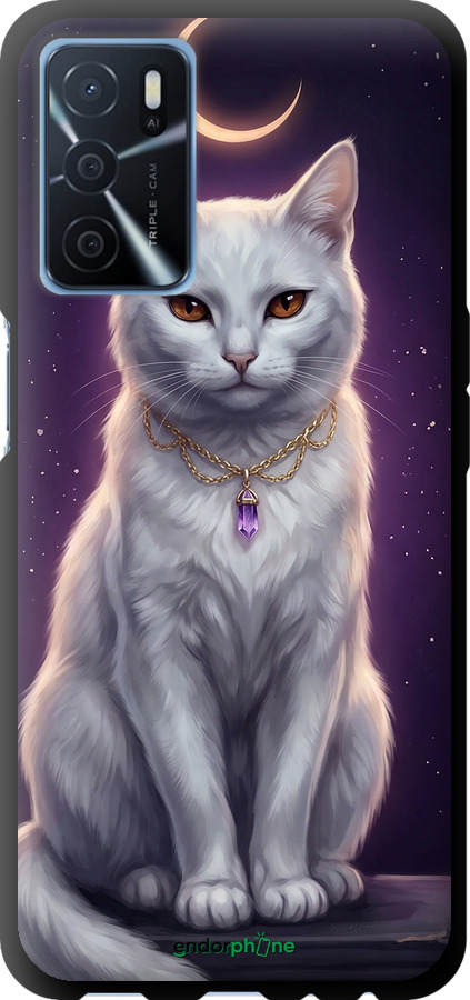 TPU чехол Mystic White Cat Gothic Dark Purple Gold для Oppo A16 - 6805b-2469 изображение 