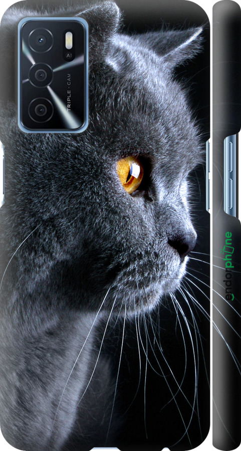 

3D пластиковий матовий чохол "Гарний кіт" для Oppo A16, Чорний