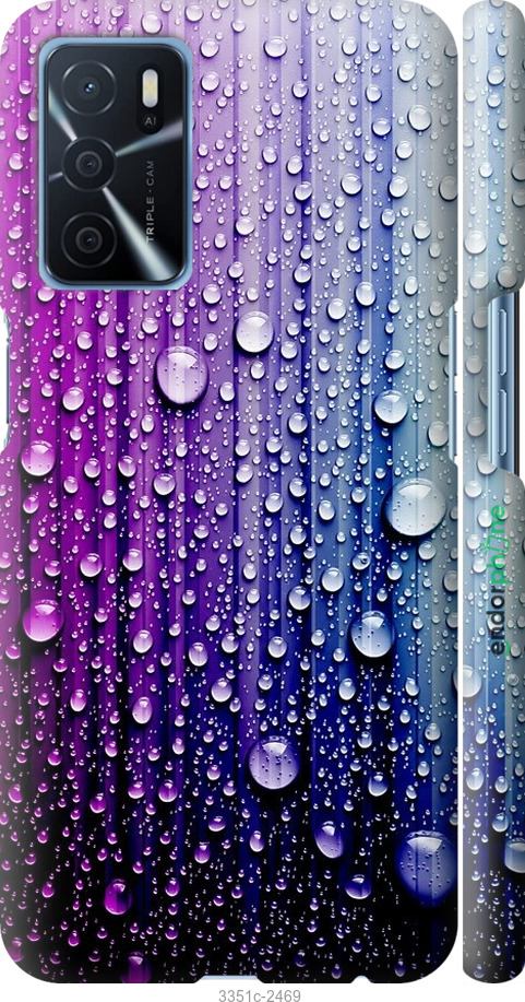 

3D пластиковий матовий чохол "Краплини води" для Oppo A16, Синій