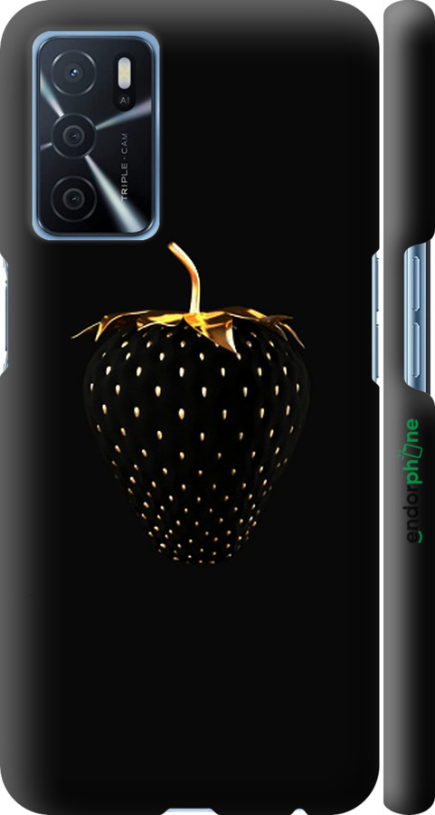 

3D пластиковий матовий чохол "Чорна полуниця" для Oppo A16, Чорний