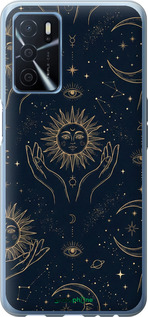 Силіконовий чехол Celestial Harmony: Sun & Moon Gold Mystic Pattern для Oppo A16 - 6778u-2469 изображение 