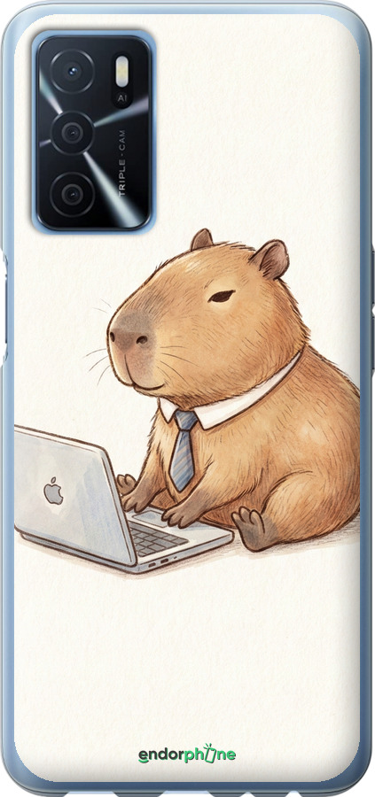 Силиконовый чехол Funny Capybara CEO Working для Oppo A54s - 6777u-3473 изображение 