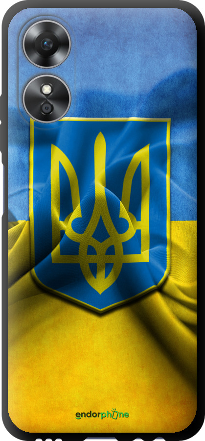 

TPU чорний чохол "Прапор та герб України" для Oppo A17, Блакитний