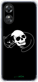 Силикон с усиленными углами чехол С изображением кота и черепа для Oppo A17 - 6491sp-2954 изображение 