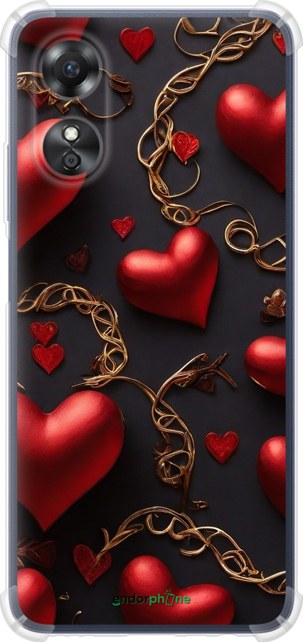 Силикон с усиленными углами чехол Сердечки для Oppo A17 - 5831sp-2954 изображение 