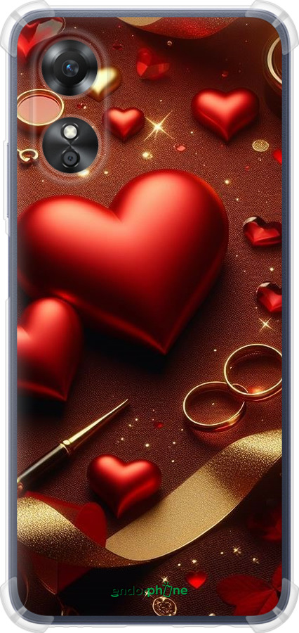 Силикон с усиленными углами чехол Сердечки v3 для Oppo A17 - 5833sp-2954 изображение 
