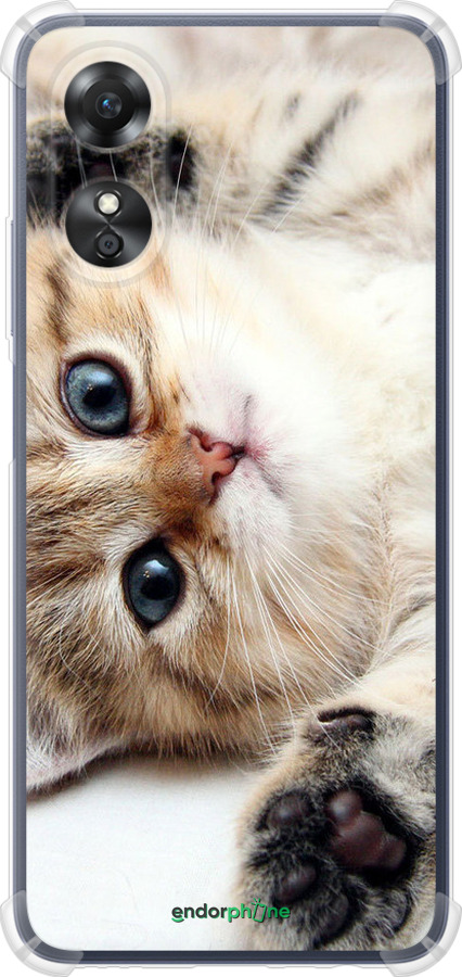 Силіконовий протиударний с посиленими кутами чехол Котик для Oppo A17 - 6024sp-2954 изображение 