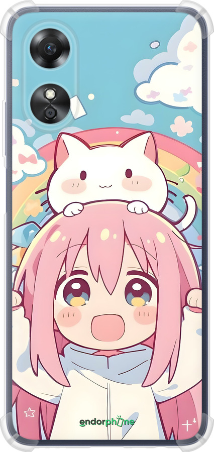 Силіконовий протиударний с посиленими кутами чехол Девочка аниме радуга для Oppo A17 - 6304sp-2954 изображение 