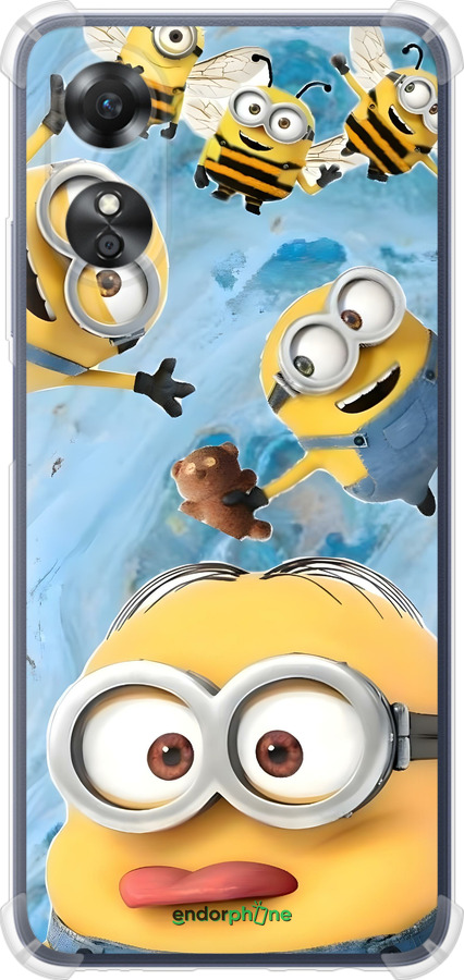 Силіконовий протиударний с посиленими кутами чехол Миньоны для Oppo A17 - 6386sp-2954 изображение 