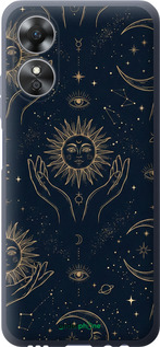 Силиконовый чехол Celestial Harmony: Sun & Moon Gold Mystic Pattern для Oppo A17 - 6778u-2954 изображение 