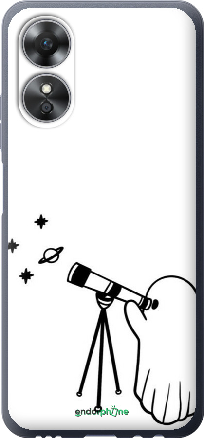 Силиконовый чехол Привидение астроном для Oppo A17 - 6444u-2954 изображение 