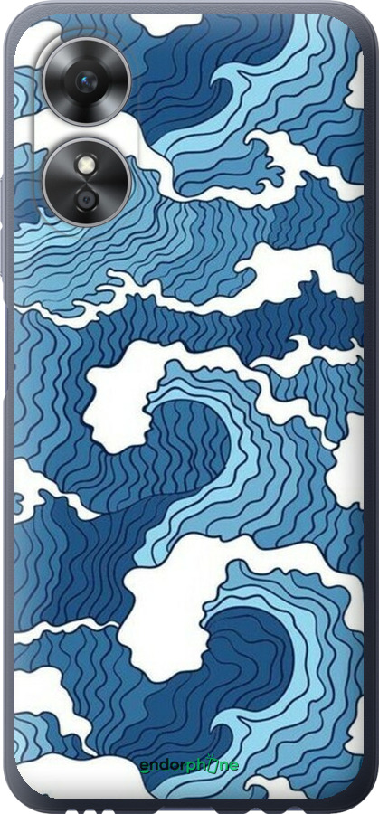 Силиконовый чехол Абстрактный рисунок морских волн для Oppo A17 - 6538u-2954 изображение 