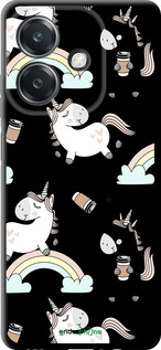 TPU чехол Единорог и кофе для Oppo A3X 4G/5G - 4661b-3815 изображение 