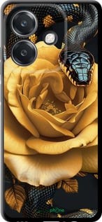 TPU чехол Black snake and golden rose для Oppo A3X 4G/5G - 6068b-3815 изображение 