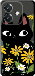 TPU чехол Черный кот с цветами для Oppo A3 4G - 6448b-3846 изображение 