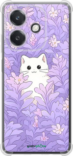 Силикон с усиленными углами чехол Котик в цветах для Oppo A3X 4G/5G - 6390sp-3815 изображение 