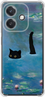 Силикон с усиленными углами чехол С изображением кота и водяной лилии Monet для Oppo A3X 4G/5G - 6519sp-3815 изображение 