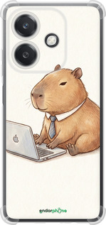 Силикон с усиленными углами чехол Funny Capybara CEO Working для Oppo A3X 4G/5G - 6777sp-3815 изображение 
