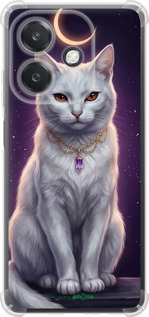 Силикон с усиленными углами чехол Mystic White Cat Gothic Dark Purple Gold для Oppo A3X 4G/5G - 6805sp-3815 изображение 