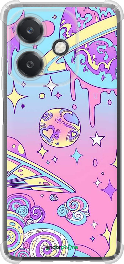 Силикон с усиленными углами чехол Розовая галактика для Oppo A3X 4G/5G - 4146sp-3815 изображение 