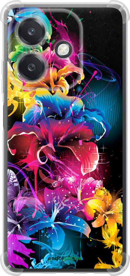 Силикон с усиленными углами чехол Абстрактные цветы для Oppo A3X 4G/5G - 511sp-3815 изображение 