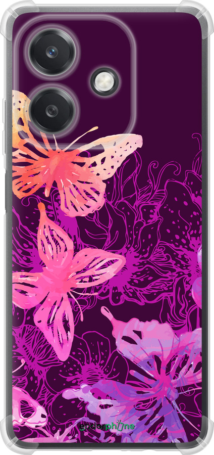 Силикон с усиленными углами чехол Бабочки v2 для Oppo A3X 4G/5G - 5475sp-3815 изображение 