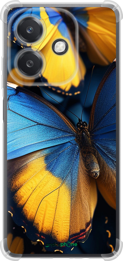 Силикон с усиленными углами чехол Желто-голубые бабочки для Oppo A3X 4G/5G - 6046sp-3815 изображение 