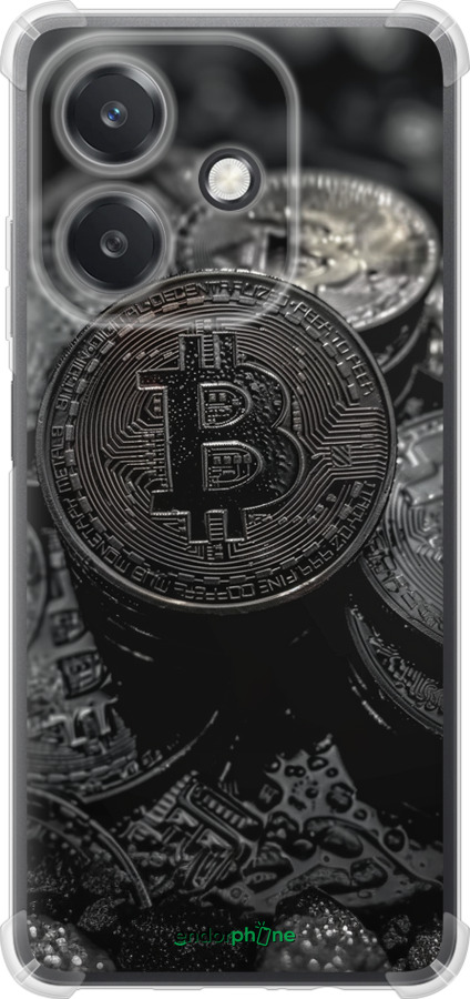 Силикон с усиленными углами чехол Black Bitcoin для Oppo A3X 4G/5G - 6090sp-3815 изображение 