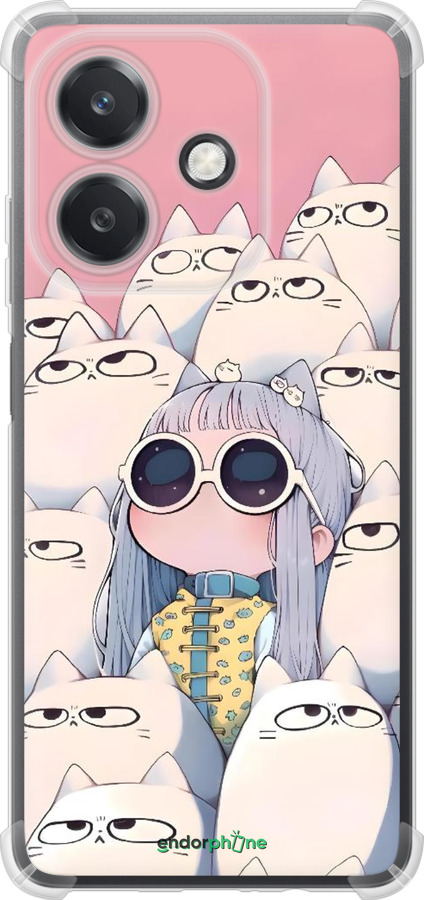 Силикон с усиленными углами чехол Малышка с котами для Oppo A3X 4G/5G - 6295sp-3815 изображение 