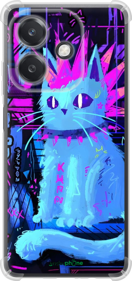 Силикон с усиленными углами чехол Кот панк для Oppo A3X 4G/5G - 6311sp-3815 изображение 