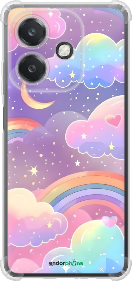 Силикон с усиленными углами чехол Облака и радуга для Oppo A3X 4G/5G - 6312sp-3815 изображение 