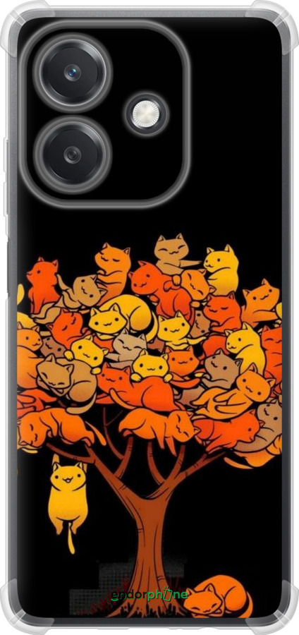 Силикон с усиленными углами чехол Дерево и котики для Oppo A3X 4G/5G - 6516sp-3815 изображение 