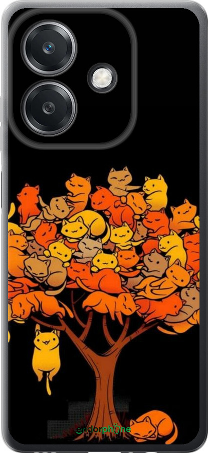 Силиконовый чехол Дерево и котики для Oppo A3X 4G/5G - 6516u-3815 изображение 