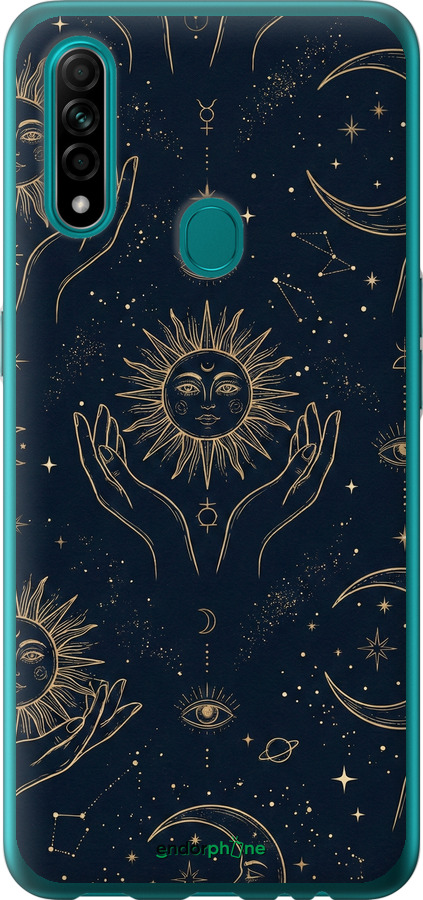 2D пластиковый чехол Celestial Harmony: Sun & Moon Gold Mystic Pattern для Oppo A31 - 6778t-1074 изображение 
