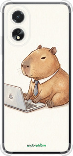 Силіконовий протиударний с посиленими кутами чехол Funny Capybara CEO Working для Oppo A38 4G - 6777sp-3337 изображение 