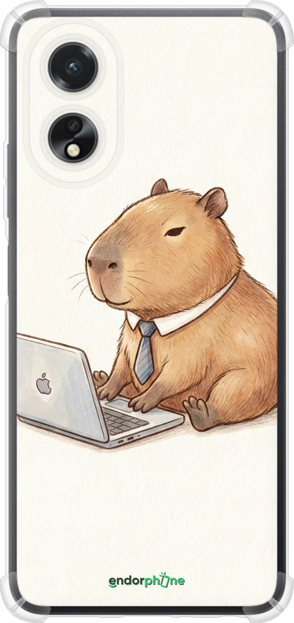 Силіконовий протиударний с посиленими кутами чехол Funny Capybara CEO Working для Oppo A38 4G - 6777sp-3337 изображение 