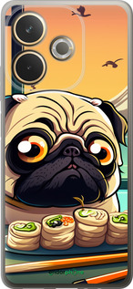 Силиконовый чехол Мопс и суши для Oppo A5 PRO - 5588u-3956 изображение 
