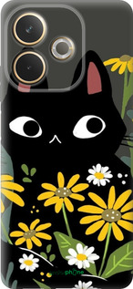Силиконовый чехол Черный кот с цветами для Oppo A5 PRO - 6448u-3956 изображение 