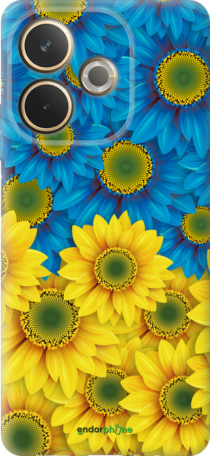 Силиконовый чехол Жёлто-голубые цветы для Oppo A5 PRO - 1048u-3956 изображение 