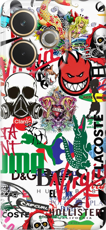 Силиконовый чехол Many different logos для Oppo A5 PRO - 4022u-3956 изображение 