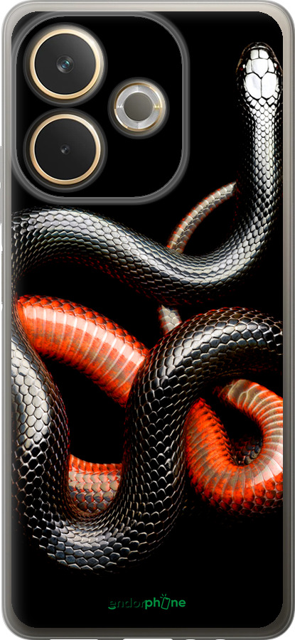 Силиконовый чехол Красно-черная змея на черном фоне для Oppo A5 PRO - 4063u-3956 изображение 