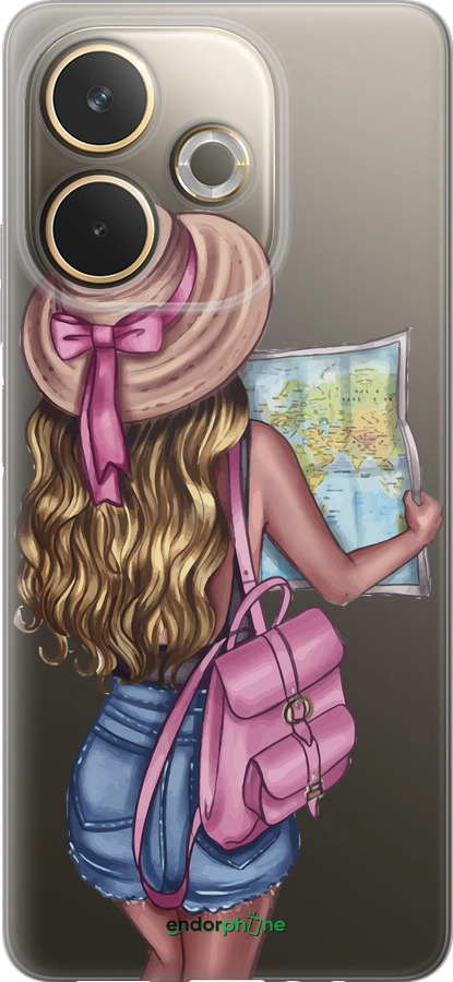 Силиконовый чехол Девушка с картой для Oppo A5 PRO - 4704u-3956 изображение 