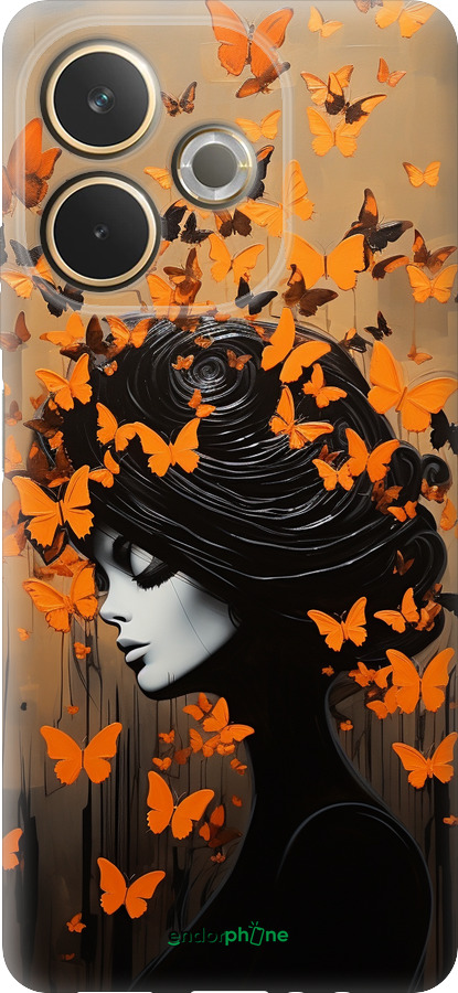 Силиконовый чехол Чехол для телефона Девушка с оранжевыми бабочками для Oppo A5 PRO - 5940u-3956 изображение 