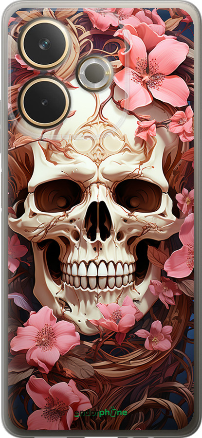 Силіконовий чехол Череп у рожевих квітах для Oppo A5 PRO - 5965u-3956 изображение 