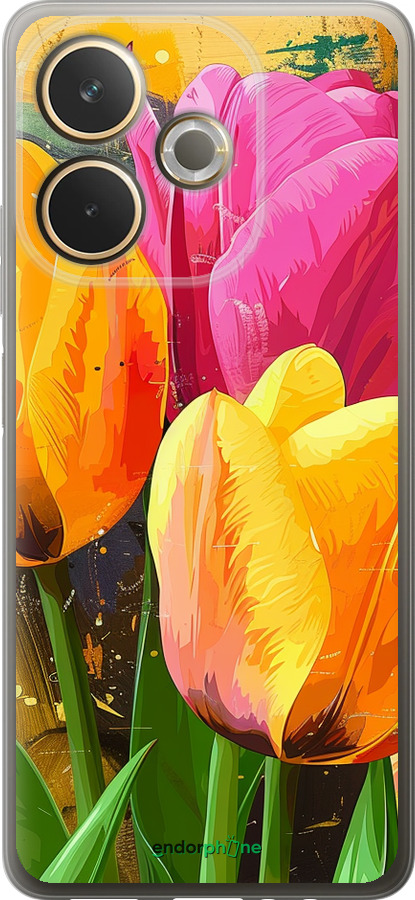 Силиконовый чехол Нарисованные тюльпаны для Oppo A5 PRO - 5990u-3956 изображение 