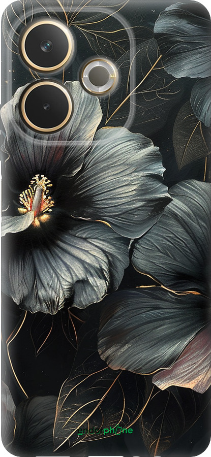 Силиконовый чехол Черные цветы для Oppo A5 PRO - 6031u-3956 изображение 