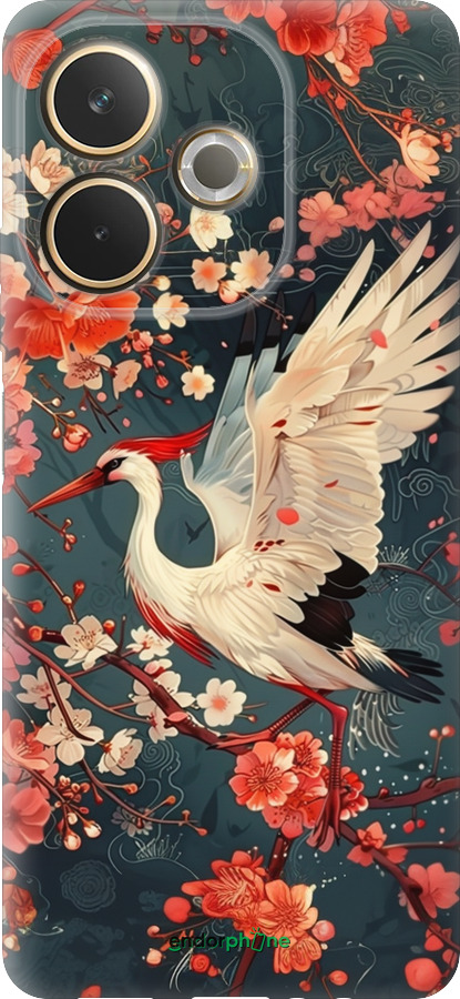 Силиконовый чехол Сакура и аист для Oppo A5 PRO - 6108u-3956 изображение 